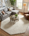 Solid Shag Seaside Collection Area Rug - Azure Cove (Ivory) Octagon Ivory  lifestyle 77
