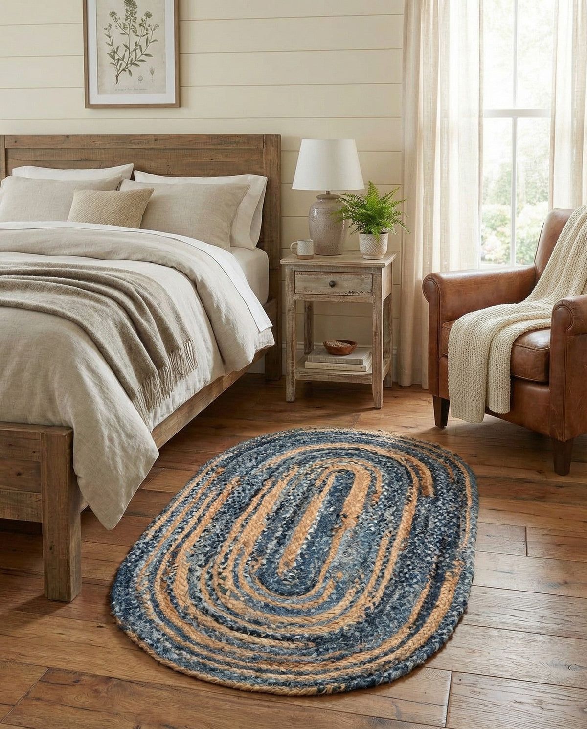 Woven Udaipur Collection Area Rug - Sahara Oval Blue and Natural  lifestyle 104