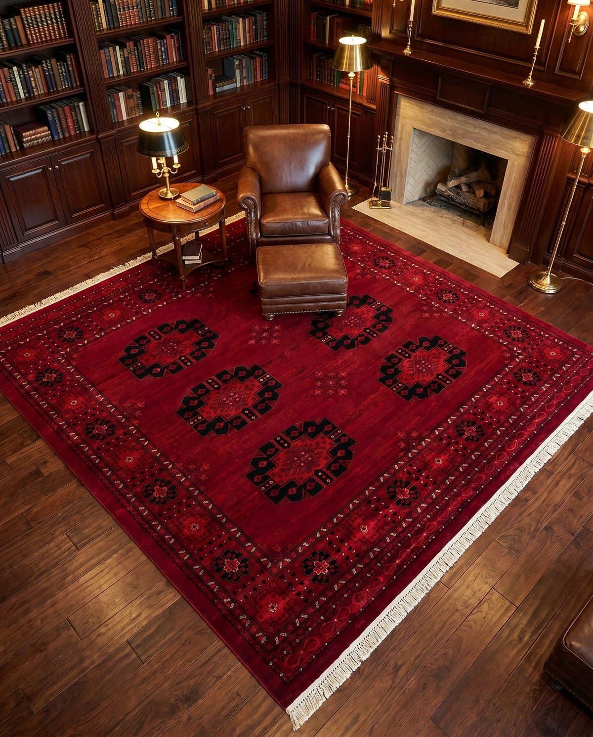 Samarkand Elegance Collection Area Rug -  Fergana Square Red  lifestyle 80
