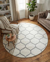 Trellis Mosaic Collection Area Rug -  Pergolatown (Ivory) Round Ivory  lifestyle 86
