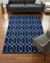Hollywood Luxe Collection Area Rug - Sunset (Navy Blue Silver) Rectangle Navy Blue Silver  lifestyle 12