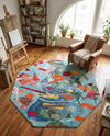 Colorburst Oasis Collection Area Rug -  Fresco Octagon Aqua  lifestyle 38