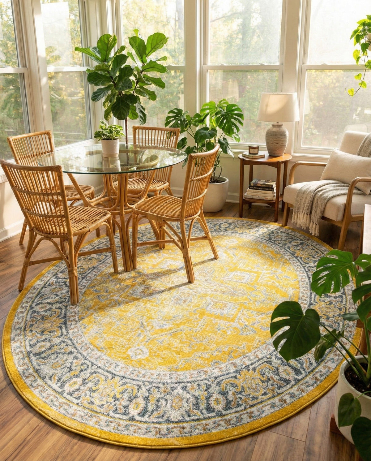 Caribbean Breeze Collection Area Rug -  Andros Oval Yellow  lifestyle 163