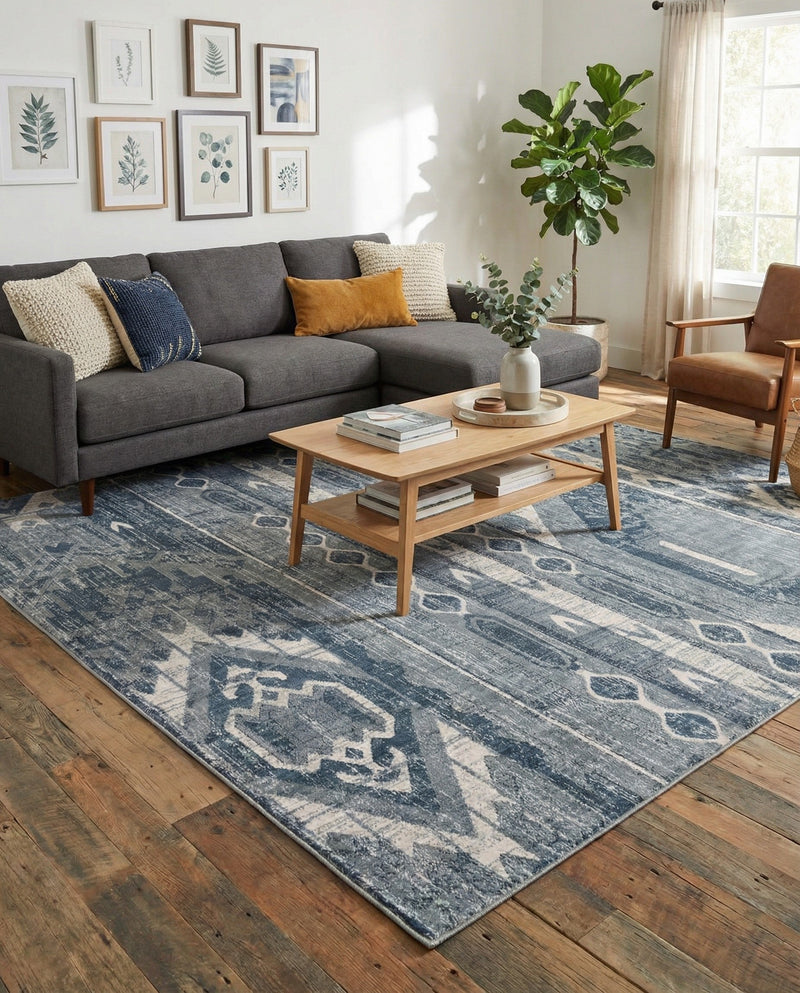 Cascade Range Collection Area Rug - Hood (Blue Gray) Rectangle Blue Gray  lifestyle 18