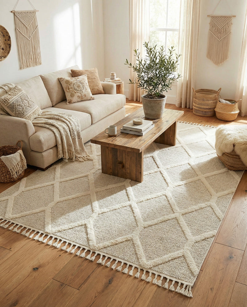 Sahara Chic Collection Area Rug -  Tuareg Rectangle Ivory  lifestyle 29