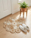 Woven Seaside Jute Collection Area Rug - Sienna Round Natural and White  lifestyle 74