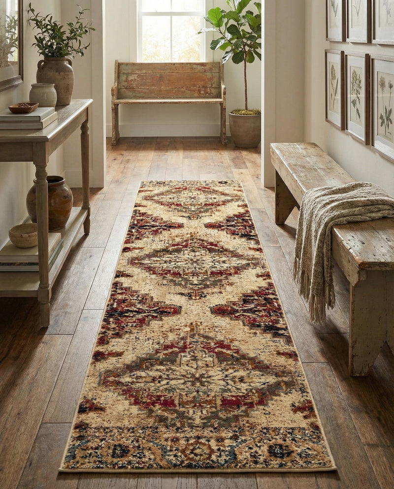 Neptune Elegance Collection Area Rug -  Naiad Runner Burgundy Beige  lifestyle 61