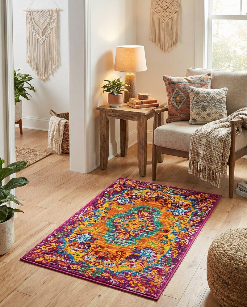 Caribbean Cove Collection Area Rug -  Nevis Rectangle Orange  lifestyle 19