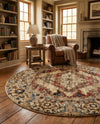 Neptune Elegance Collection Area Rug -  Naiad Round Burgundy Beige  lifestyle 46