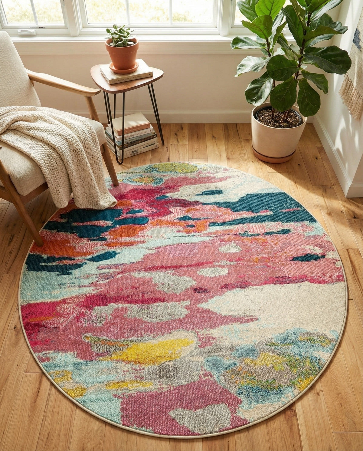 Marrakesh Elegance Collection Area Rug -  Skhirat Round Pink  lifestyle 71