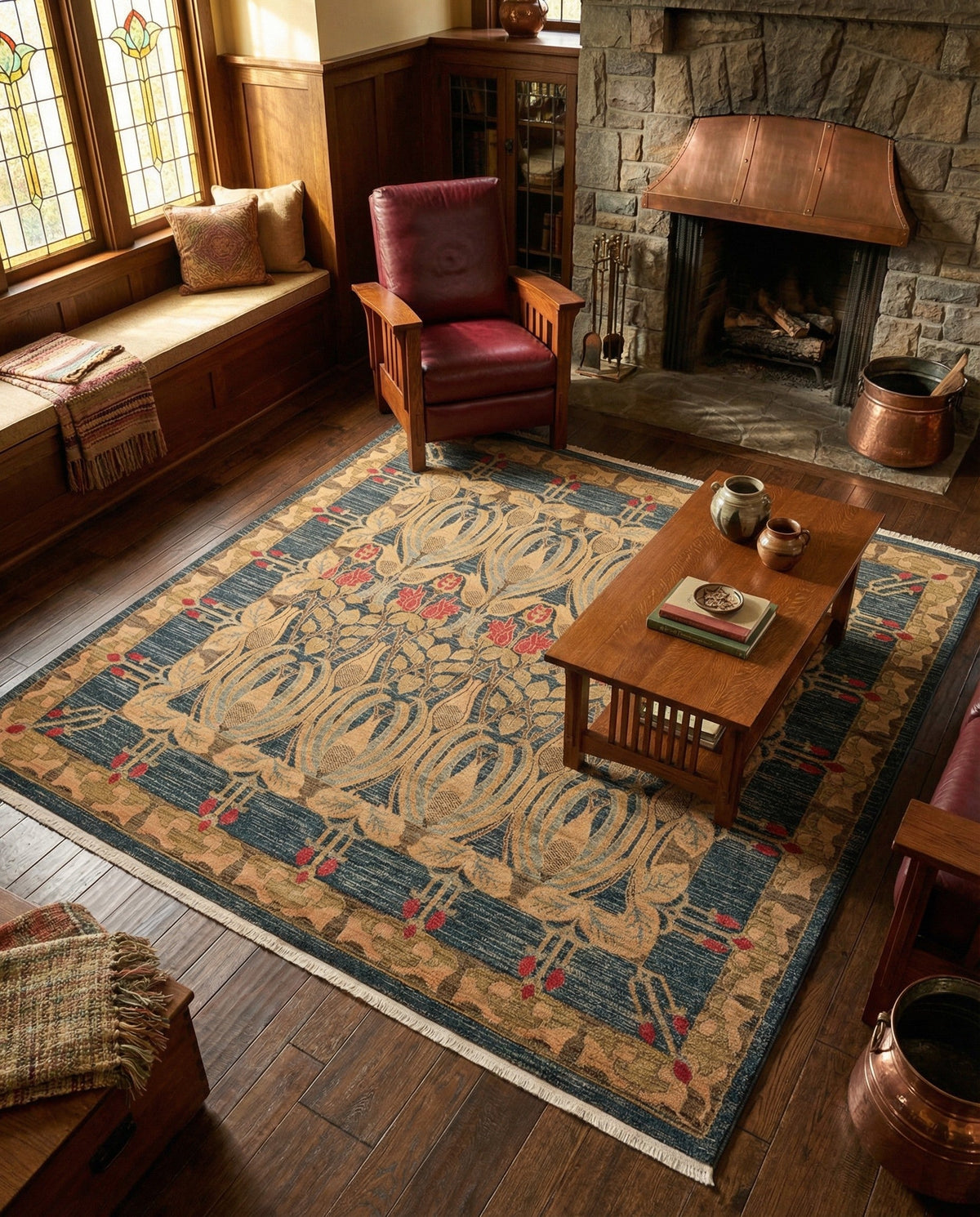Chelsea Elegance Collection Area Rug -  Brompton (Navy Blue) Square Navy Blue  lifestyle 144