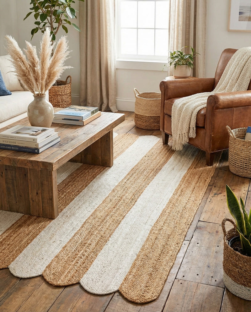 Serenity Braided Jute Collection Area Rug - Luna Rectangle Natural and Ivory  lifestyle 15