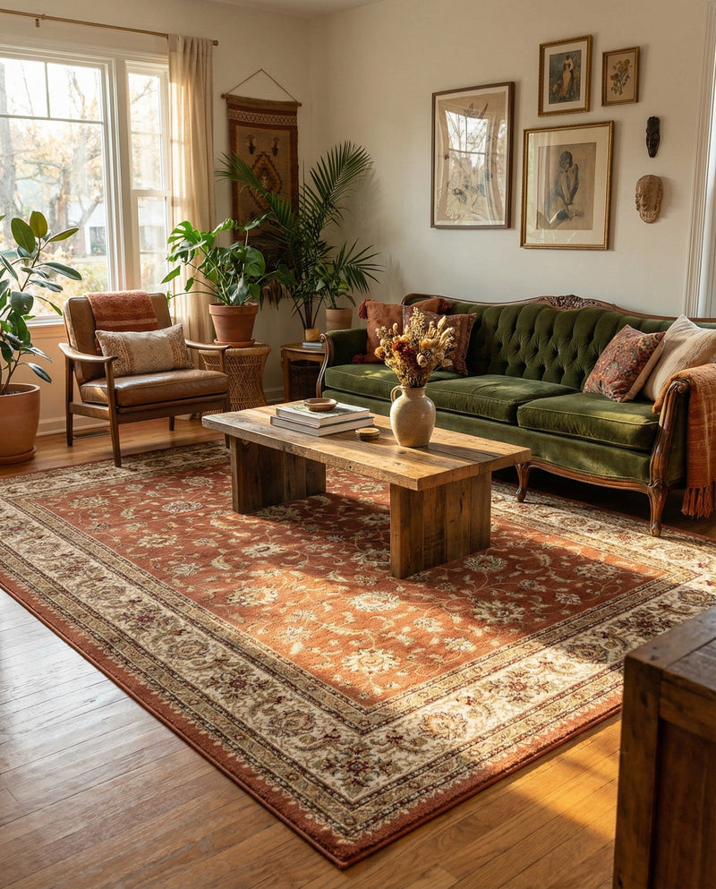 Jaipur Elegance Collection Area Rug -  Nahargarh (Brick Red Light Rose) Rectangle Brick Red Light Rose  lifestyle 6