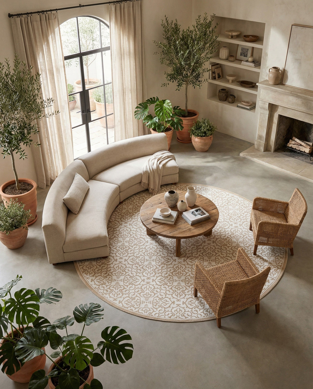 Andes Summit Collection Area Rug -  Pichincha Round Snow White  lifestyle 95