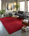 Solid Shag Seaside Collection Area Rug - Azure Cove (Red) Rectangle Red  lifestyle 9