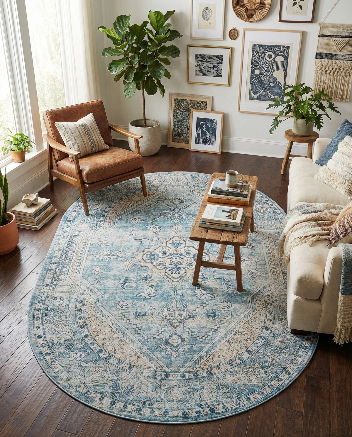 Coastal Haven Collection Area Rug -  Marina Oval Blue  lifestyle 199