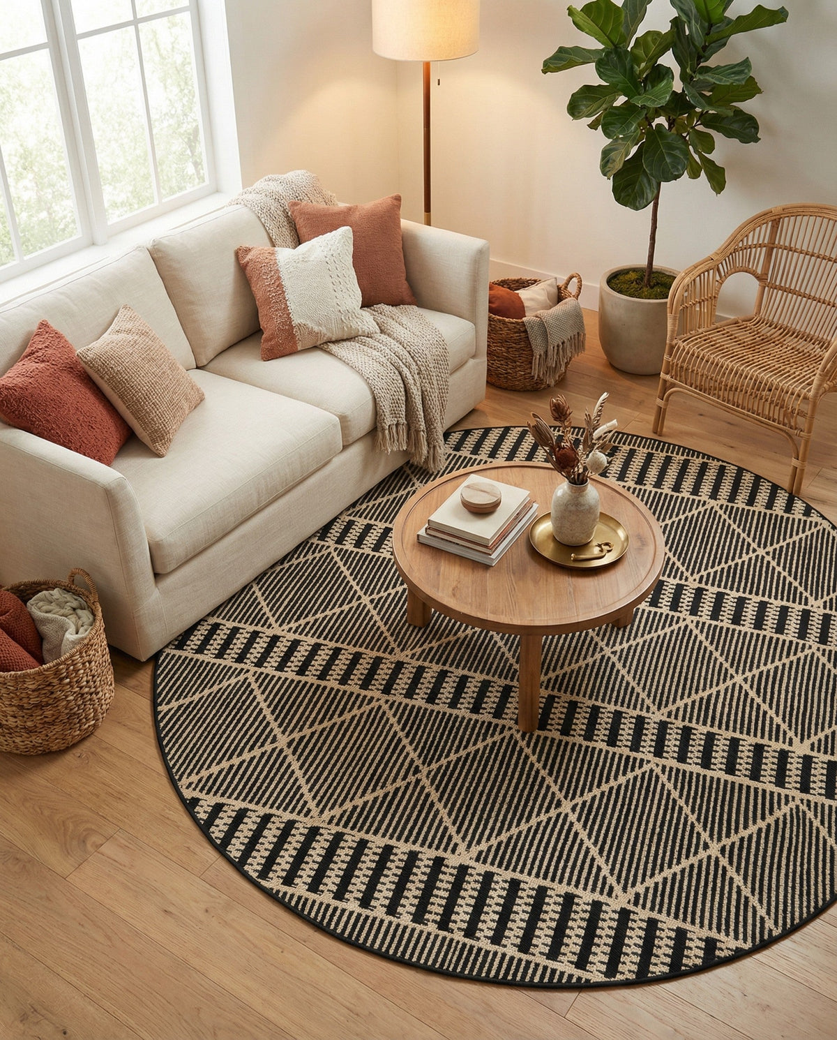 Savannah Pergola Collection Area Rug -  Glade Round Black  lifestyle 174