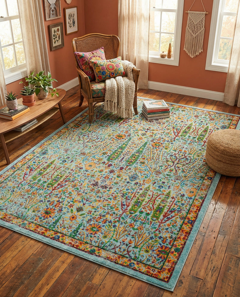 Caribbean Cove Collection Area Rug -  Tobago Rectangle Aqua  lifestyle 71
