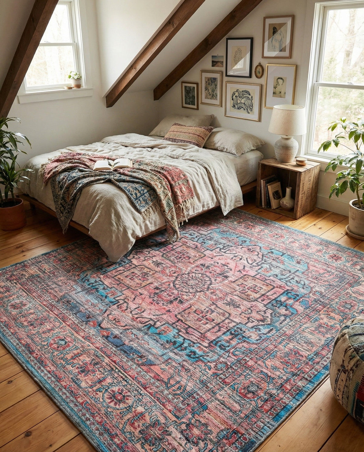 Zahara Oasis Collection Area Rug -  Fez Square Blue  lifestyle 89