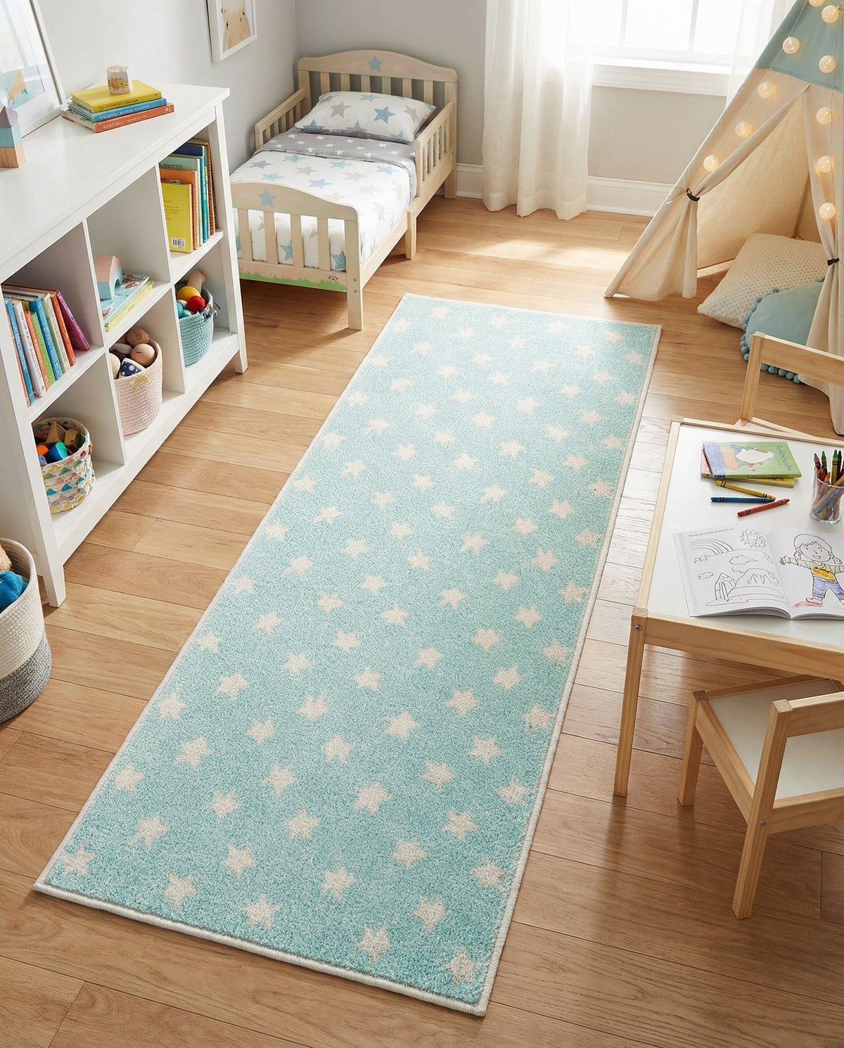 Wonder Tykes Collection Area Rug -  Mosaic Runner Clear Blue  lifestyle 163