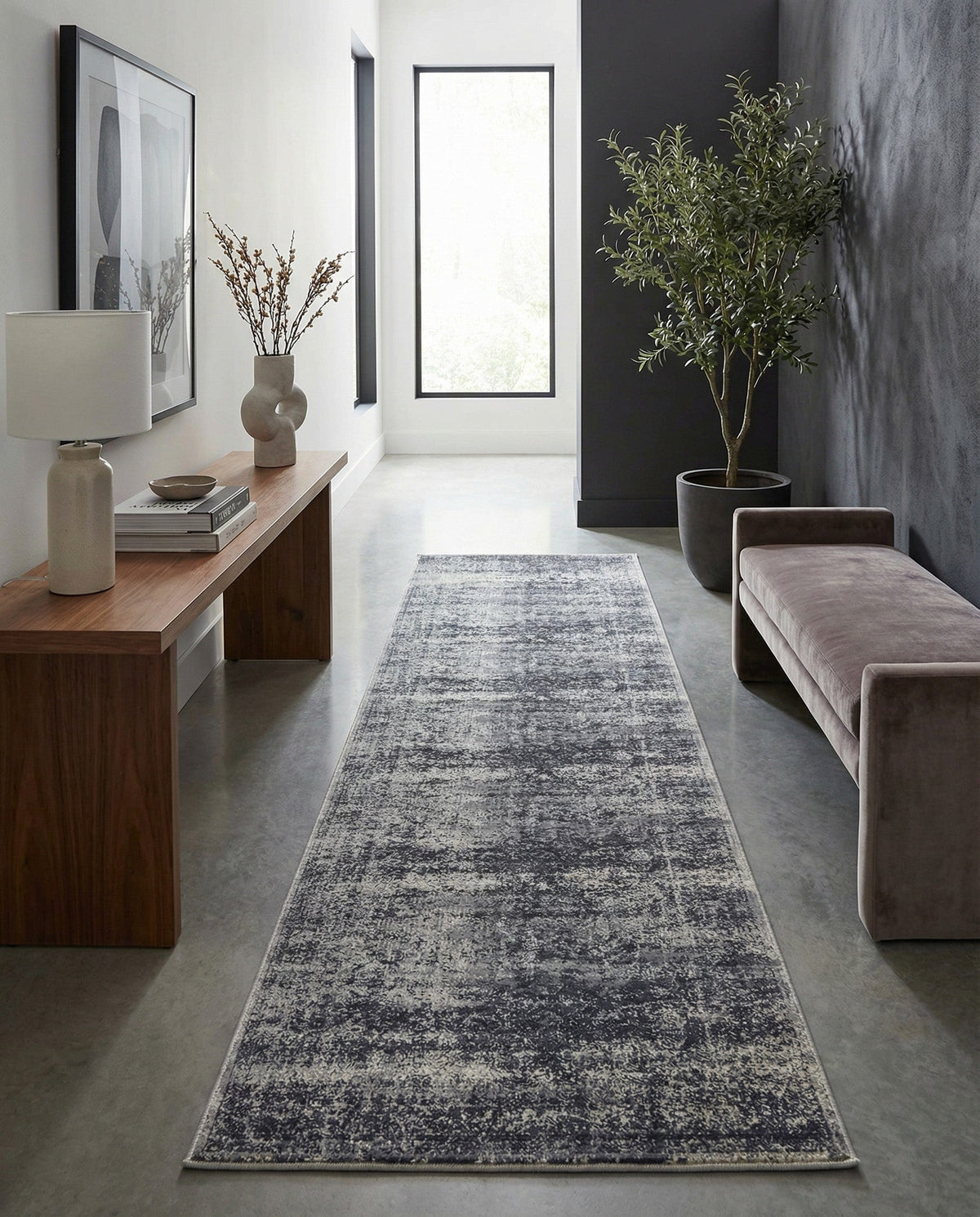 Coastal Manor Collection Area Rug -  Marina Runner Blue Gray  lifestyle 137
