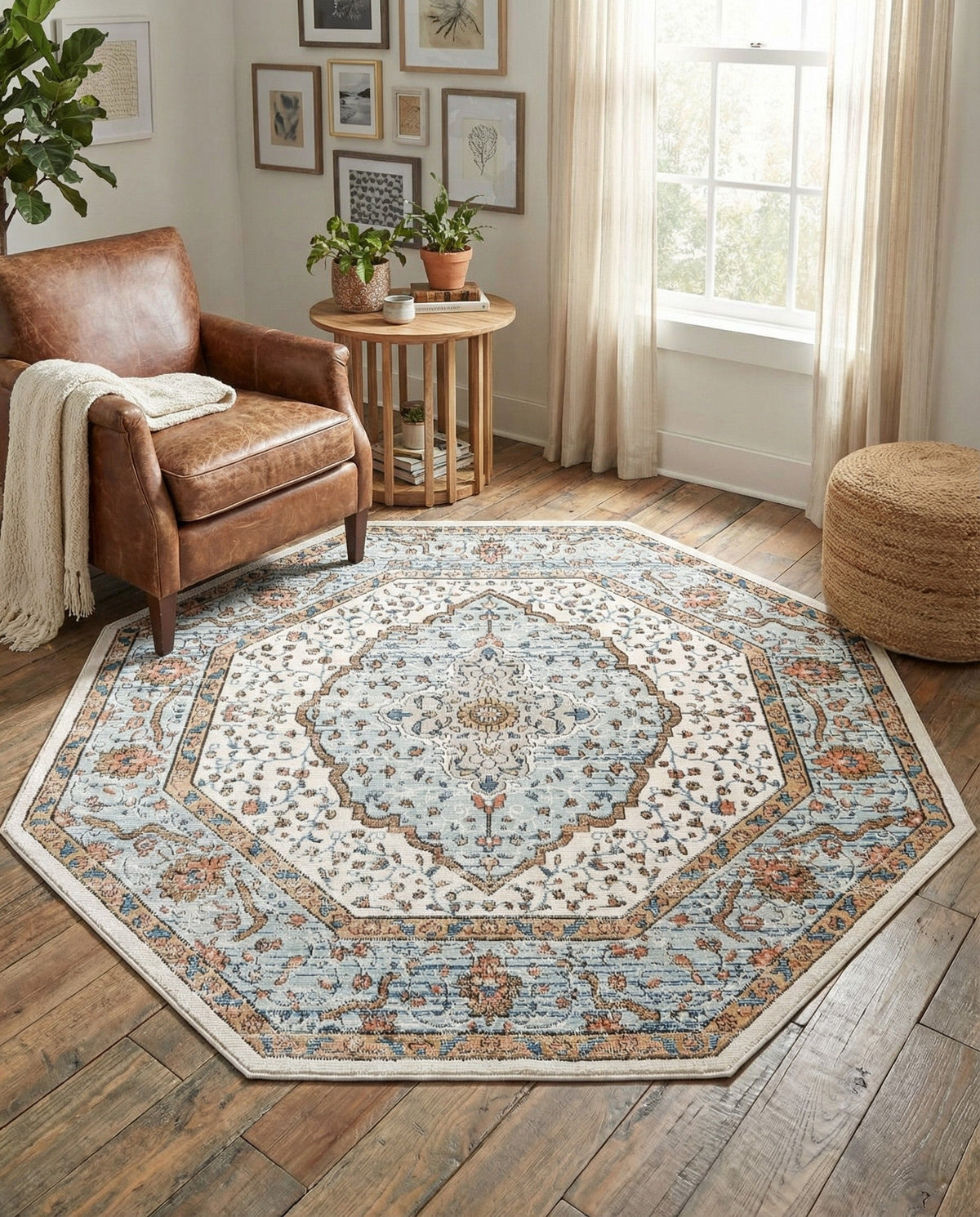 Mykonos Manor Collection Area Rug - Delos Octagon Ivory  lifestyle 182