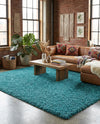 Plush Oasis Collection Area Rug - Serenity (Deep Aqua Blue) Rectangle Deep Aqua Blue  lifestyle 31
