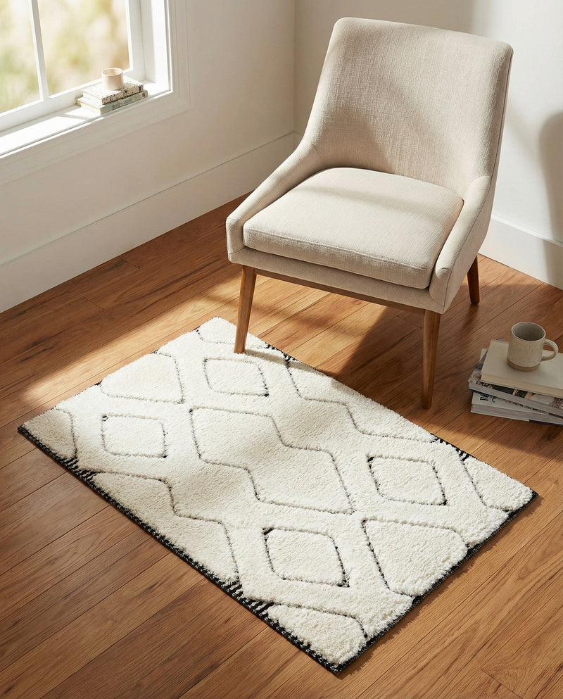 Monochrome Collection Area Rug -  Glacier Rectangle Ivory White  lifestyle 34