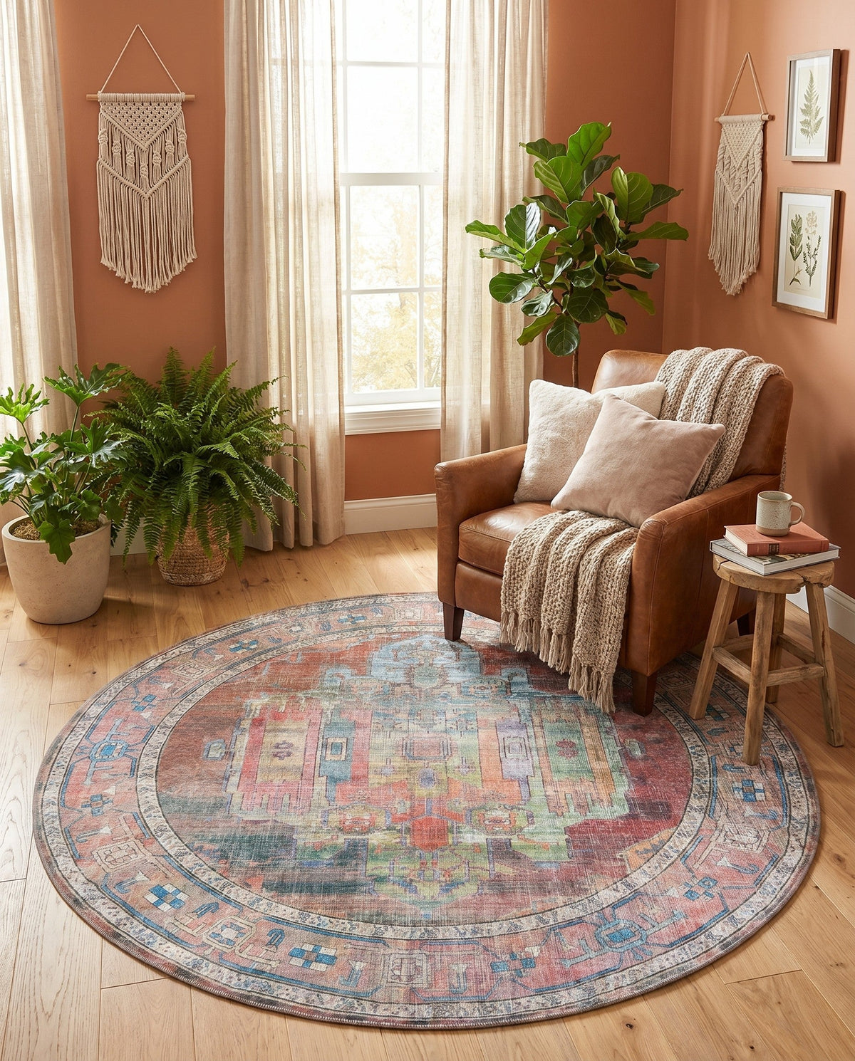 Zahara Oasis Collection Area Rug - Sahara Round Multi  lifestyle 159