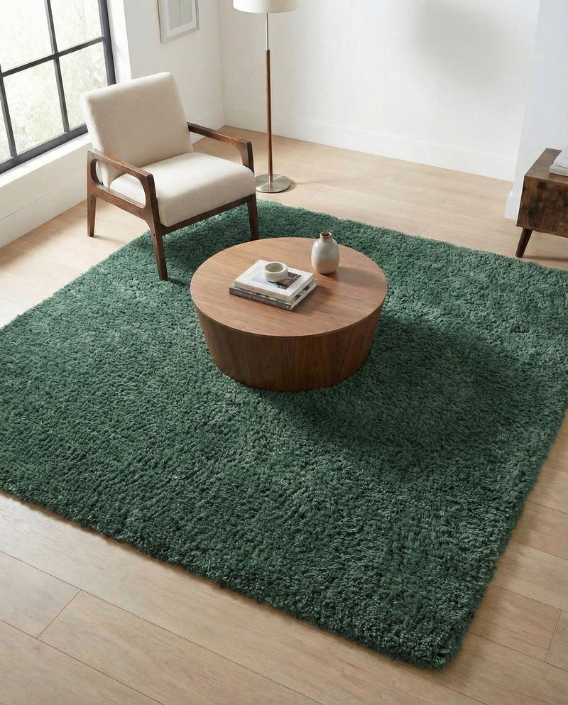 Eternal Plush Oasis Collection Area Rug -  Tranquility (Forest Green) Square Forest Green  lifestyle 66