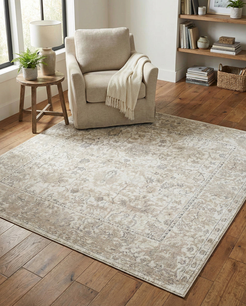 Cascade Range Collection Area Rug -  Shasta (Ivory) Square Ivory  lifestyle 88