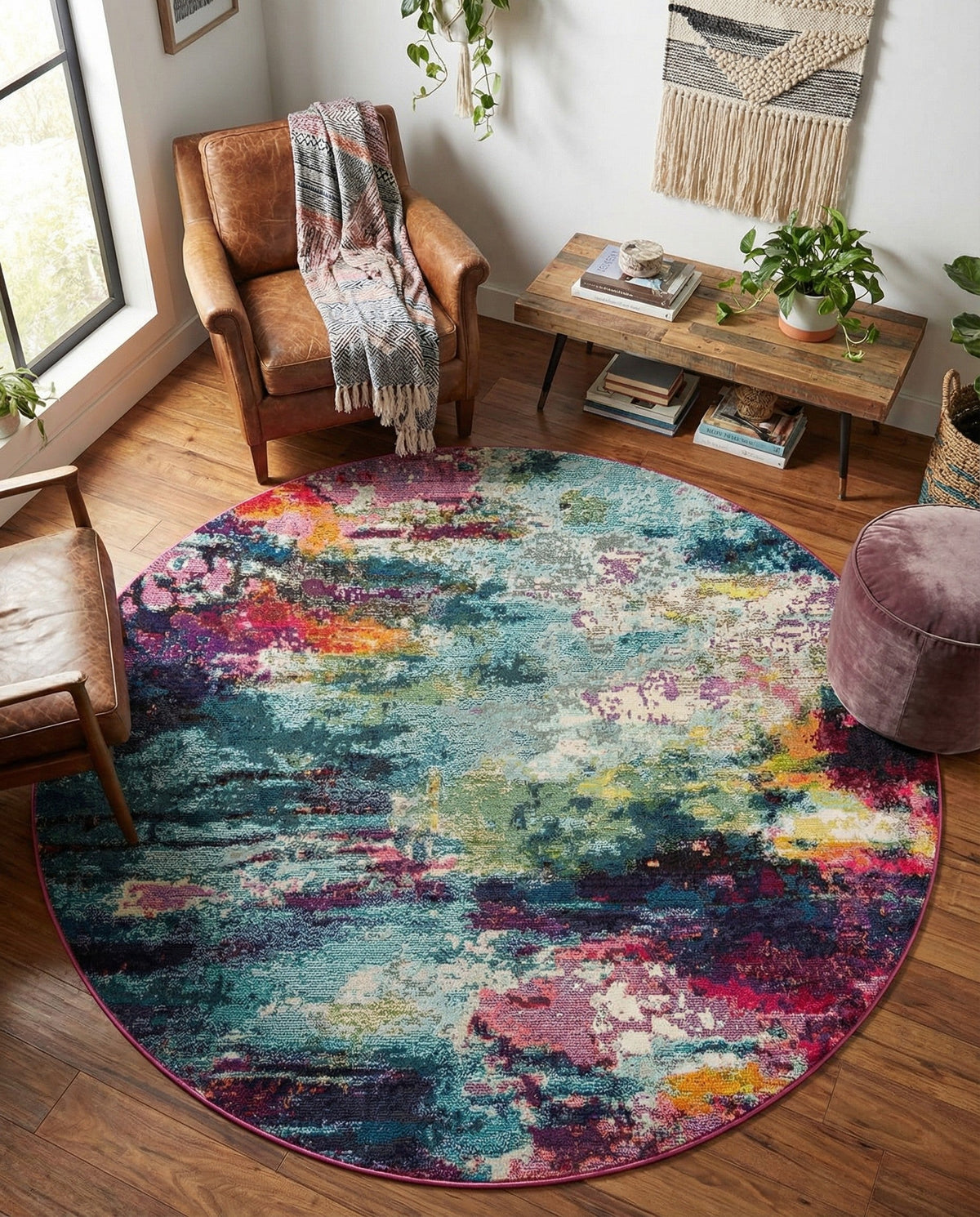 Chromatic Oasis Collection Area Rug -  Oasis Round Multi  lifestyle 124
