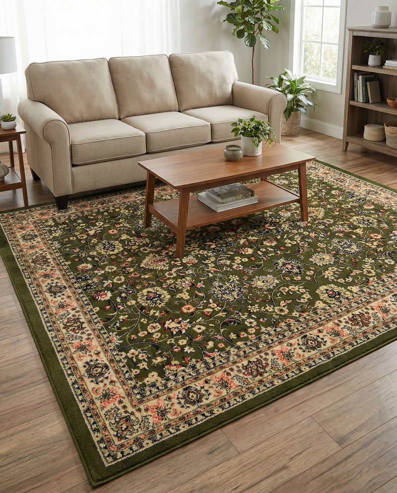 Isfahan Elegance Collection Area Rug - Naghsh-e Jahan (Green) Rectangle Green  lifestyle 58