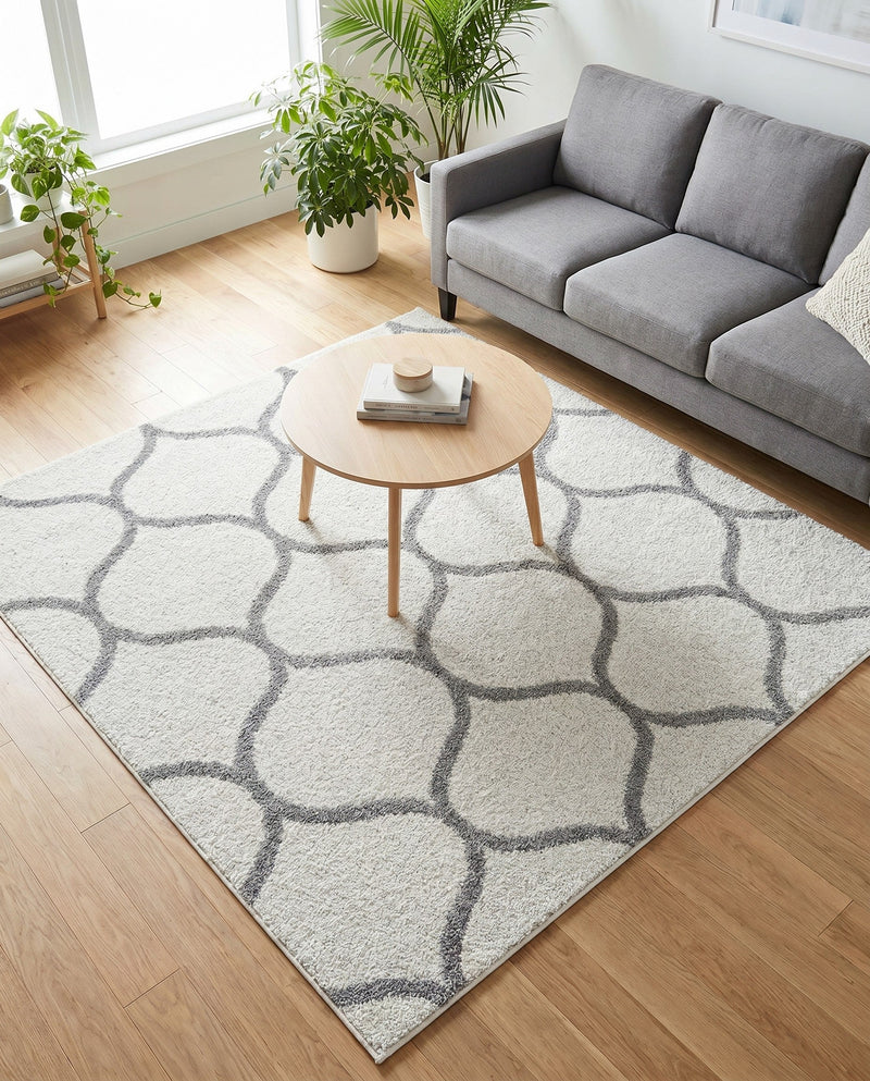 Trellis Mosaic Collection Area Rug -  Pergolatown (Ivory) Square Ivory  lifestyle 84