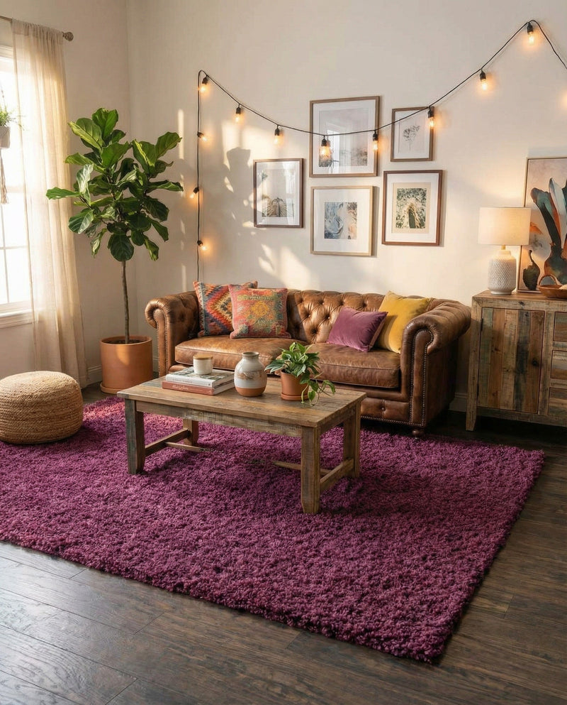 Plush Oasis Collection Area Rug - Serenity (Eggplant Purple) Rectangle Eggplant Purple  lifestyle 24