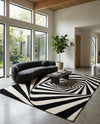 Cyclone Wool Collection Area Rug -  Twister Rectangle Black and White  lifestyle 9