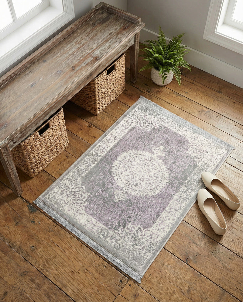 Rustic Charm Revival Collection Area Rug -  Meadowland Rectangle Purple  lifestyle 12