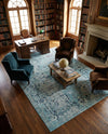 Chateau Elegance Collection Area Rug -  Louvre Rectangle Light Blue  lifestyle 59