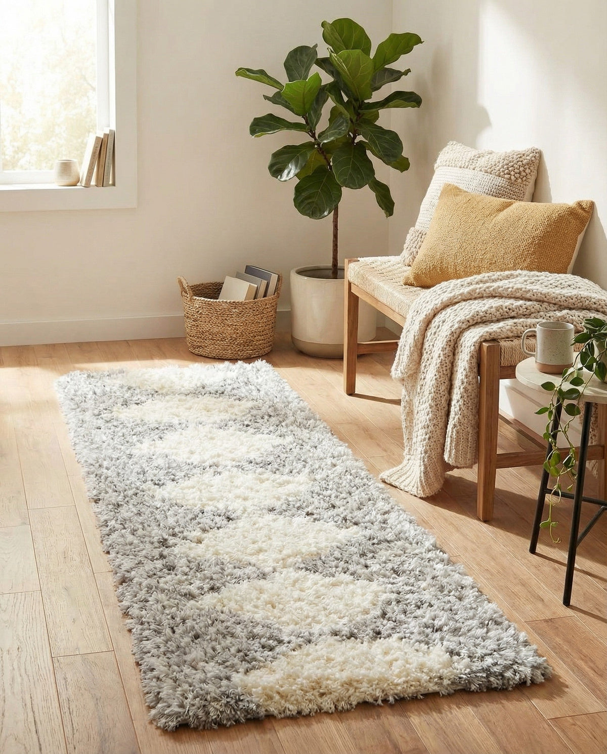 Eternal Plush Oasis Collection Area Rug -  Bliss Runner Pearl and Gray  lifestyle 119