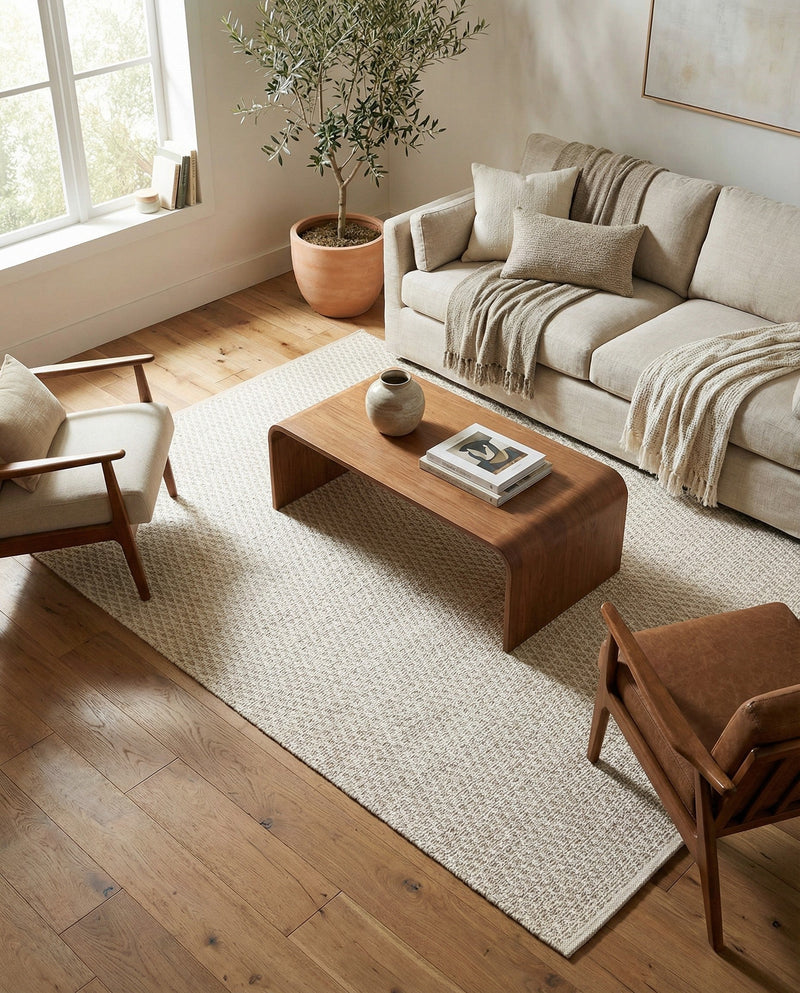 Trellis Wool Collection Area Rug - Cobbles Rectangle Ivory  lifestyle 36