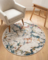 Jewel Oasis Collection Area Rug -  Opaline Round White Navy  lifestyle 54
