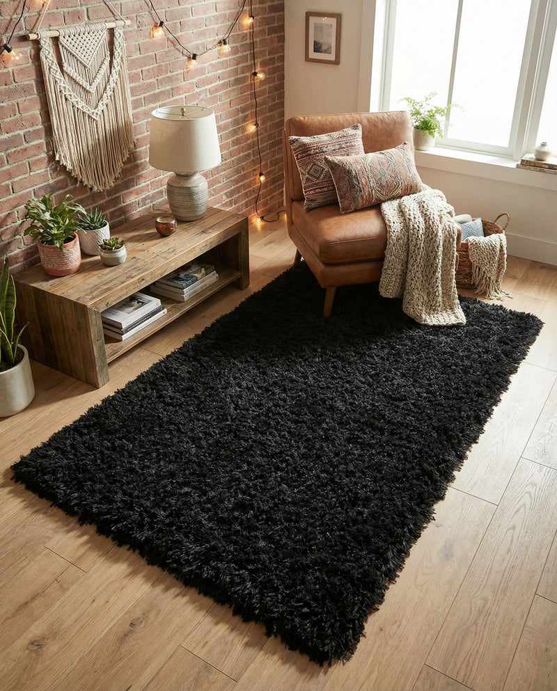 Eternal Plush Oasis Collection Area Rug -  Tranquility (Onyx Black) Rectangle Onyx Black  lifestyle 30