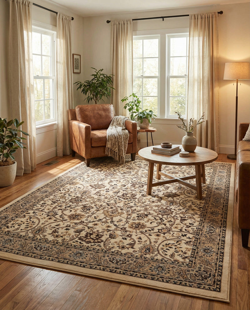 Isfahan Elegance Collection Area Rug - Naghsh-e Jahan (Ivory) Rectangle Ivory  lifestyle 31