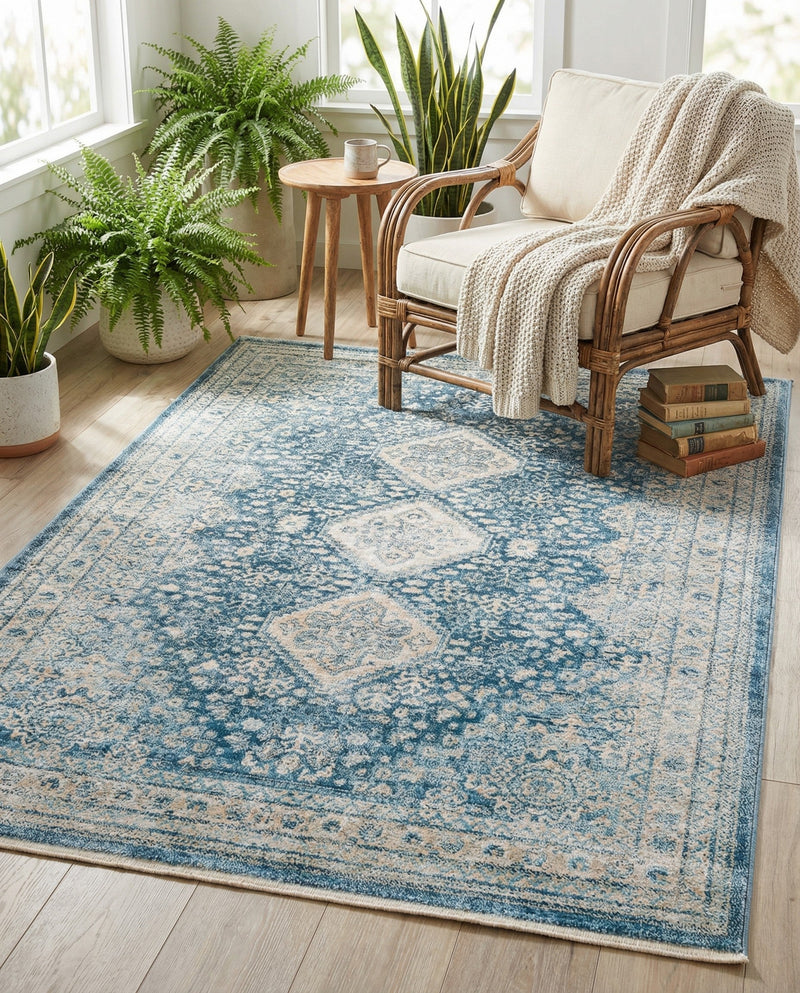 Coastal Haven Collection Area Rug -  Harborview Rectangle Navy Blue  lifestyle 14