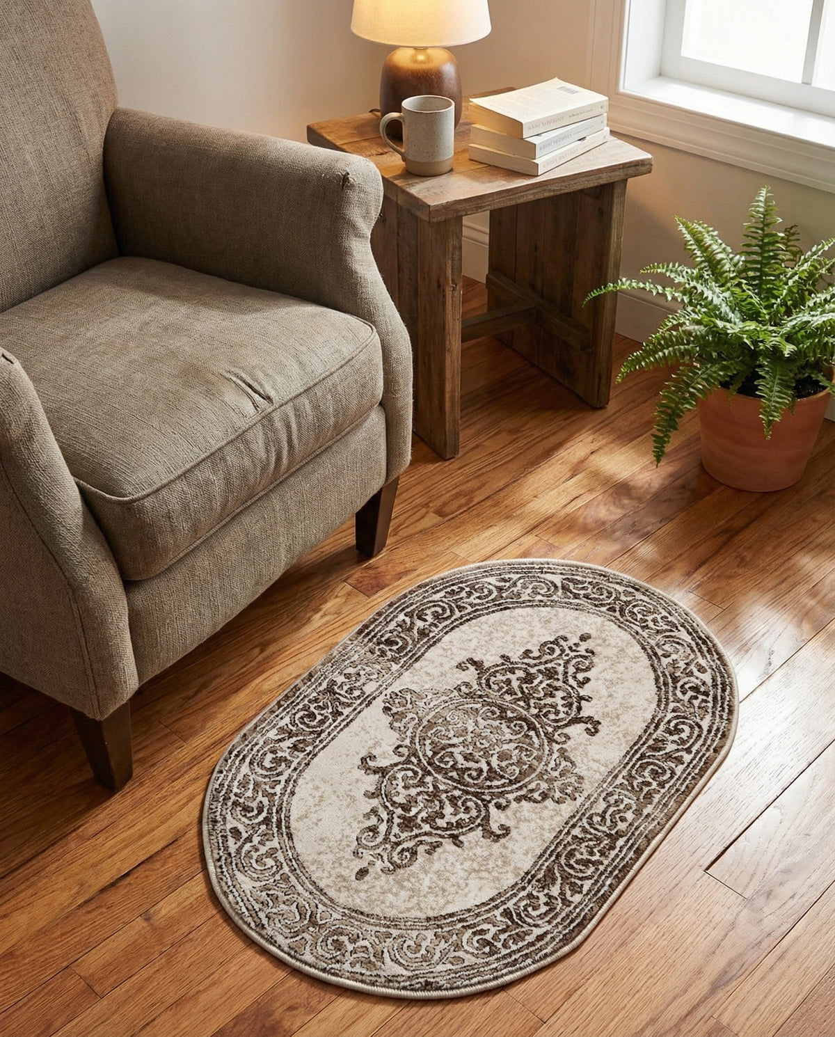 Sanctuary Retreat Collection Area Rug - Haven Oval Chocolate Brown  lifestyle 170