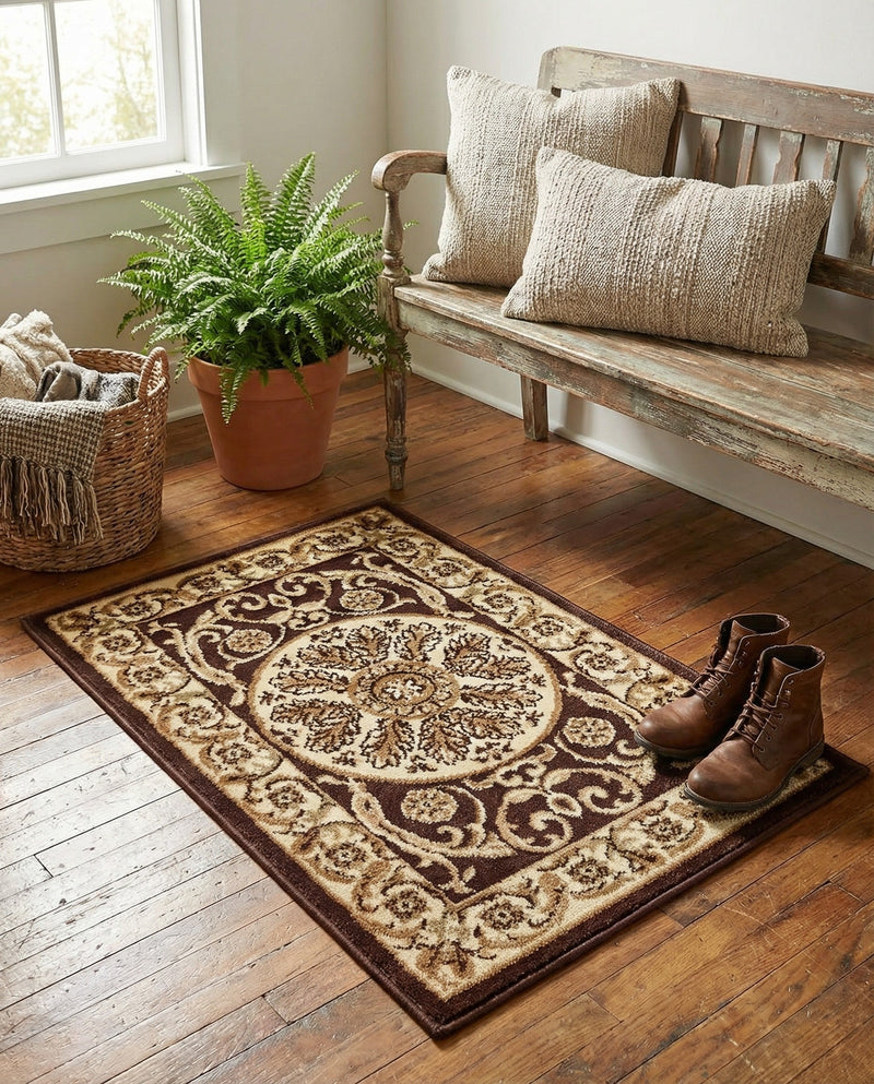 Versailles Elegance Collection Area Rug -  Montreuil Rectangle Brown  lifestyle 77