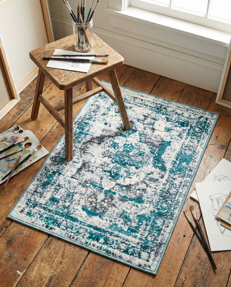 Riviera Elegance Collection Area Rug -  Menton (Turquoise) Rectangle Turquoise  lifestyle 32