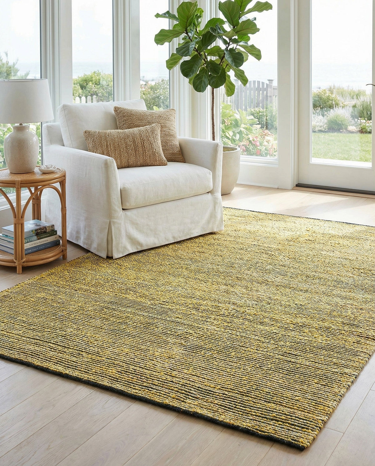 Coastal Haven Striped Jute Collection Area Rug - Marina Rectangle Yellow and Navy  lifestyle 40