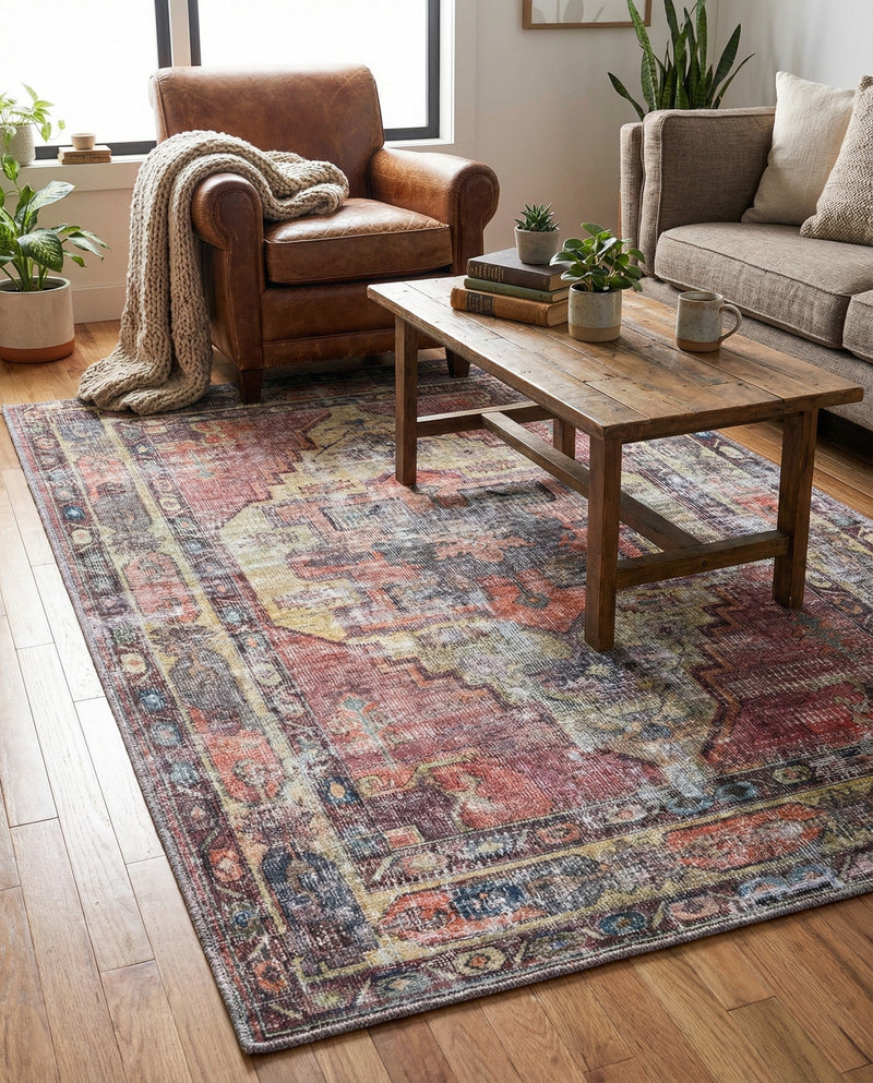 Zahara Oasis Collection Area Rug -  Rabat Rectangle Yellow Pink  lifestyle 25