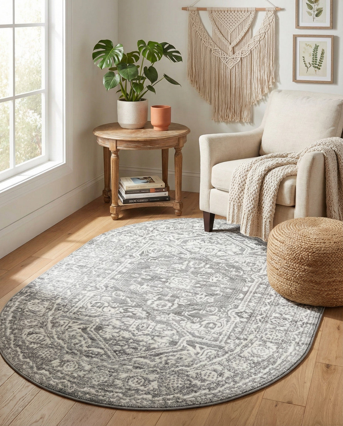 Charleston Elegance Collection Area Rug - Harborview Oval Gray  lifestyle 205